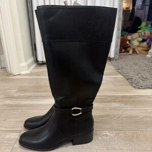 Bandolino Classic Black Women's Tall Riding Boots - size 8 1/2 wide calf